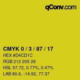 Color code: CMYK 0 / 3 / 87 / 17 | qconv.com