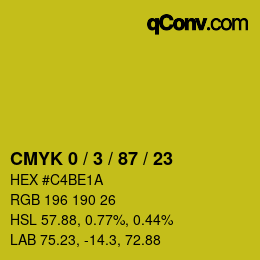 カラーコード: CMYK 0 / 3 / 87 / 23 | qconv.com