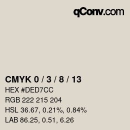 カラーコード: CMYK 0 / 3 / 8 / 13 | qconv.com