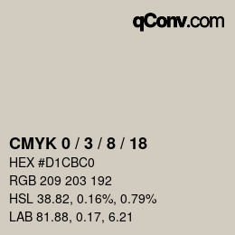カラーコード: CMYK 0 / 3 / 8 / 18 | qconv.com