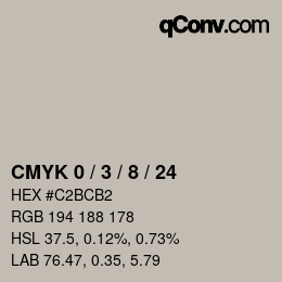カラーコード: CMYK 0 / 3 / 8 / 24 | qconv.com