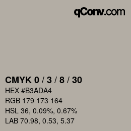 カラーコード: CMYK 0 / 3 / 8 / 30 | qconv.com