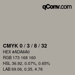 颜色代码: CMYK 0 / 3 / 8 / 32 | qconv.com