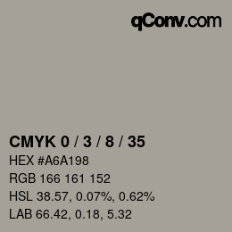 カラーコード: CMYK 0 / 3 / 8 / 35 | qconv.com