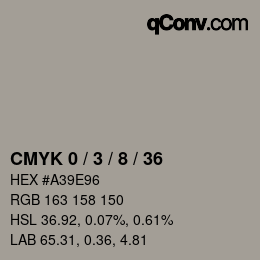 カラーコード: CMYK 0 / 3 / 8 / 36 | qconv.com