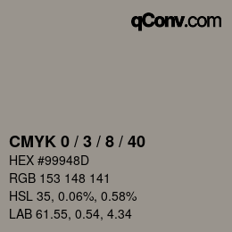 カラーコード: CMYK 0 / 3 / 8 / 40 | qconv.com