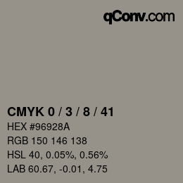 カラーコード: CMYK 0 / 3 / 8 / 41 | qconv.com