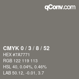 Color code: CMYK 0 / 3 / 8 / 52 | qconv.com