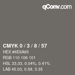 カラーコード: CMYK 0 / 3 / 8 / 57 | qconv.com