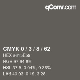 カラーコード: CMYK 0 / 3 / 8 / 62 | qconv.com
