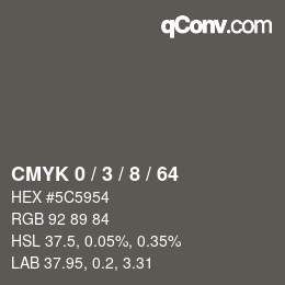 カラーコード: CMYK 0 / 3 / 8 / 64 | qconv.com