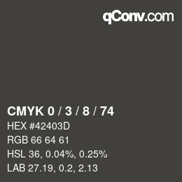 Color code: CMYK 0 / 3 / 8 / 74 | qconv.com