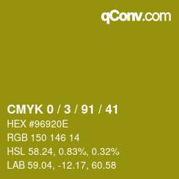 カラーコード: CMYK 0 / 3 / 91 / 41 | qconv.com