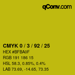 カラーコード: CMYK 0 / 3 / 92 / 25 | qconv.com