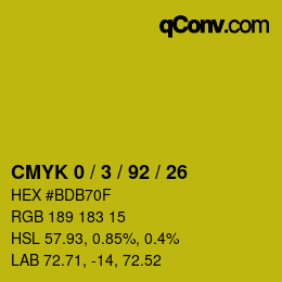 カラーコード: CMYK 0 / 3 / 92 / 26 | qconv.com