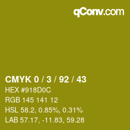 カラーコード: CMYK 0 / 3 / 92 / 43 | qconv.com