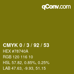 カラーコード: CMYK 0 / 3 / 92 / 53 | qconv.com