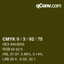 カラーコード: CMYK 0 / 3 / 92 / 75 | qconv.com