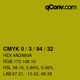 カラーコード: CMYK 0 / 3 / 94 / 32 | qconv.com