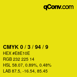 颜色代码: CMYK 0 / 3 / 94 / 9 | qconv.com
