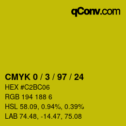 颜色代码: CMYK 0 / 3 / 97 / 24 | qconv.com