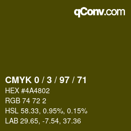 Color code: CMYK 0 / 3 / 97 / 71 | qconv.com