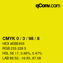 Color code: CMYK 0 / 3 / 98 / 8 | qconv.com