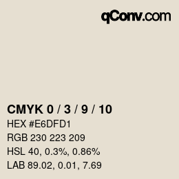 颜色代码: CMYK 0 / 3 / 9 / 10 | qconv.com