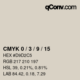 カラーコード: CMYK 0 / 3 / 9 / 15 | qconv.com