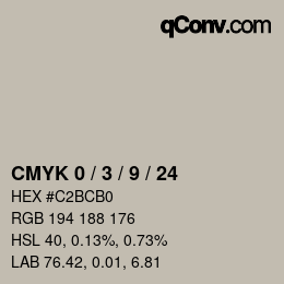 颜色代码: CMYK 0 / 3 / 9 / 24 | qconv.com