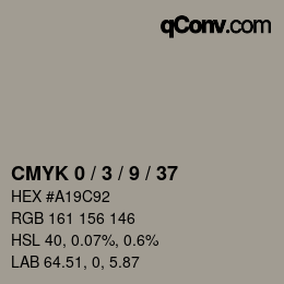 カラーコード: CMYK 0 / 3 / 9 / 37 | qconv.com