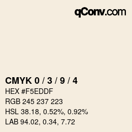 カラーコード: CMYK 0 / 3 / 9 / 4 | qconv.com