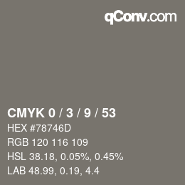 Color code: CMYK 0 / 3 / 9 / 53 | qconv.com