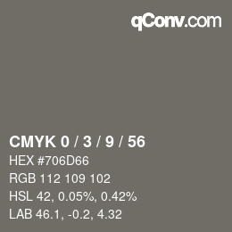 Código de color: CMYK 0 / 3 / 9 / 56 | qconv.com