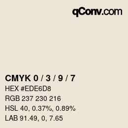 カラーコード: CMYK 0 / 3 / 9 / 7 | qconv.com