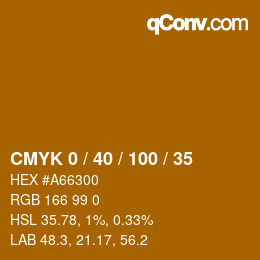 カラーコード: CMYK 0 / 40 / 100 / 35 | qconv.com