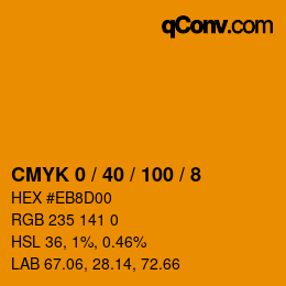 Farbcode: CMYK 0 / 40 / 100 / 8 | qconv.com