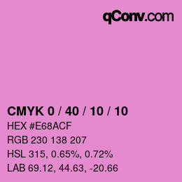 カラーコード: CMYK 0 / 40 / 10 / 10 | qconv.com