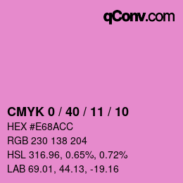 カラーコード: CMYK 0 / 40 / 11 / 10 | qconv.com