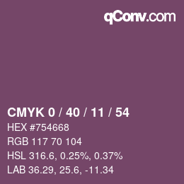 Color code: CMYK 0 / 40 / 11 / 54 | qconv.com