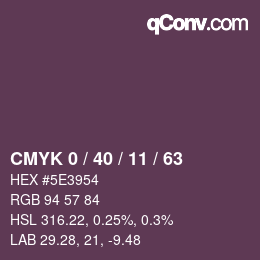 Color code: CMYK 0 / 40 / 11 / 63 | qconv.com