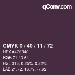 カラーコード: CMYK 0 / 40 / 11 / 72 | qconv.com