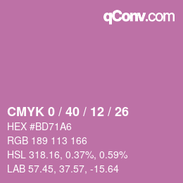 カラーコード: CMYK 0 / 40 / 12 / 26 | qconv.com