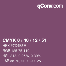 Color code: CMYK 0 / 40 / 12 / 51 | qconv.com