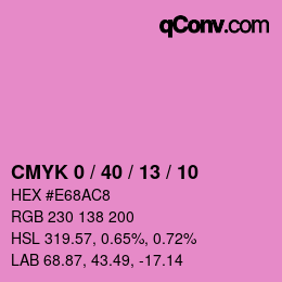 カラーコード: CMYK 0 / 40 / 13 / 10 | qconv.com