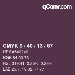 Color code: CMYK 0 / 40 / 13 / 67 | qconv.com