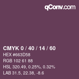カラーコード: CMYK 0 / 40 / 14 / 60 | qconv.com
