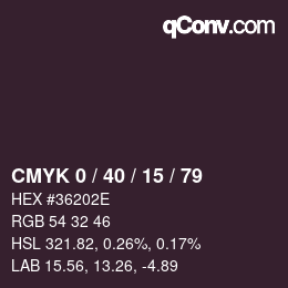 カラーコード: CMYK 0 / 40 / 15 / 79 | qconv.com