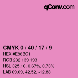 カラーコード: CMYK 0 / 40 / 17 / 9 | qconv.com