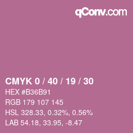 カラーコード: CMYK 0 / 40 / 19 / 30 | qconv.com